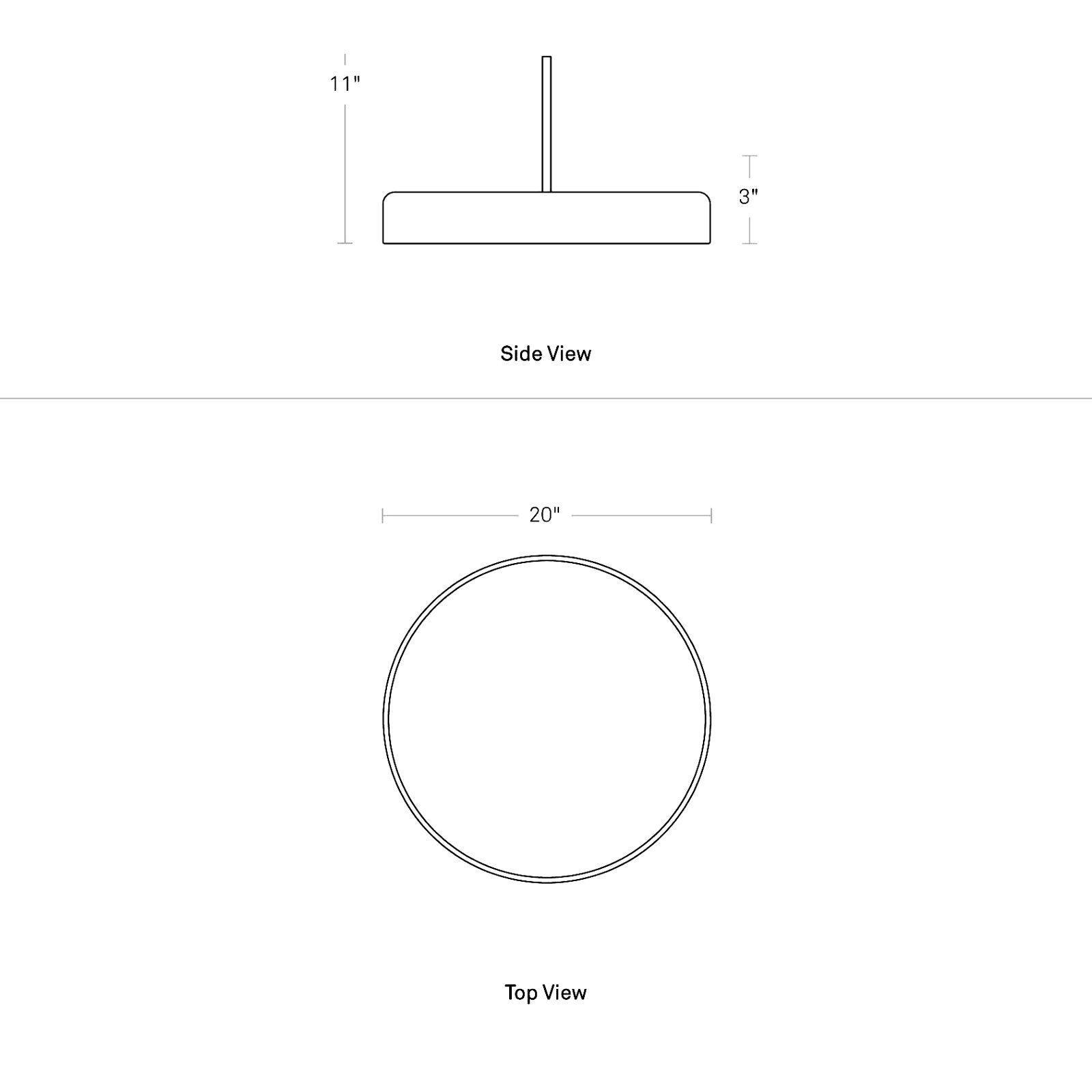 White, 11" H x 20" W x 20" D