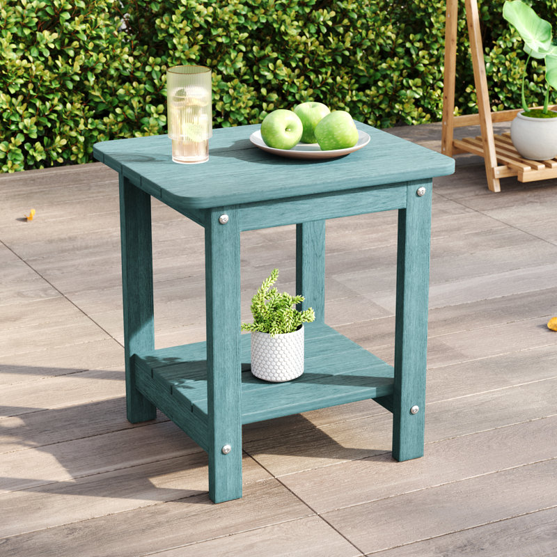 Table d'appoint extérieure Bertoncini L 18,7 po x l 15 po, Bleu lac