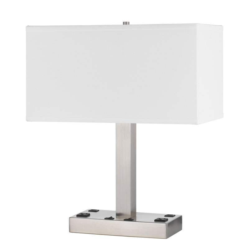 Lampe de bureau argentée avec prise USB 20,5 po Faiz