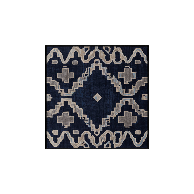 Machine Washable Gray Area Rug, Square 4'
