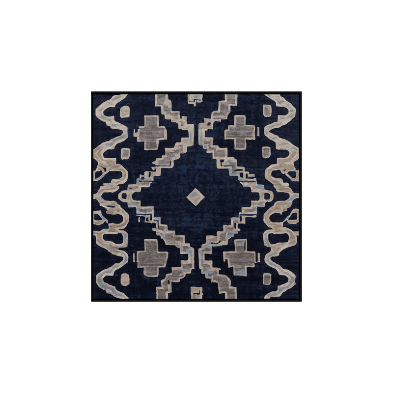 Machine Washable Gray Area Rug, Square 6'