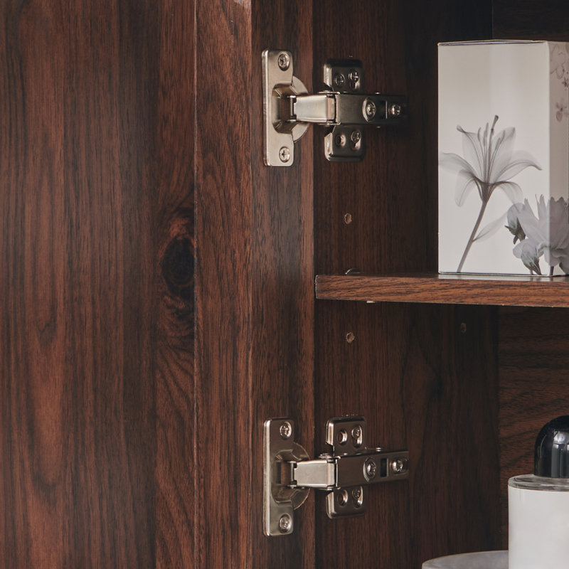 Armoire de rangement murale Bathrooom, armoire à pharmacie en bois avec tablette et porte réglables, Brun