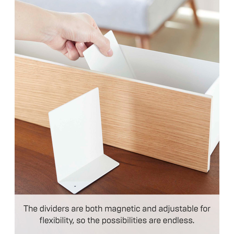 White Wood Desk Organizer with Adjustable Dividers