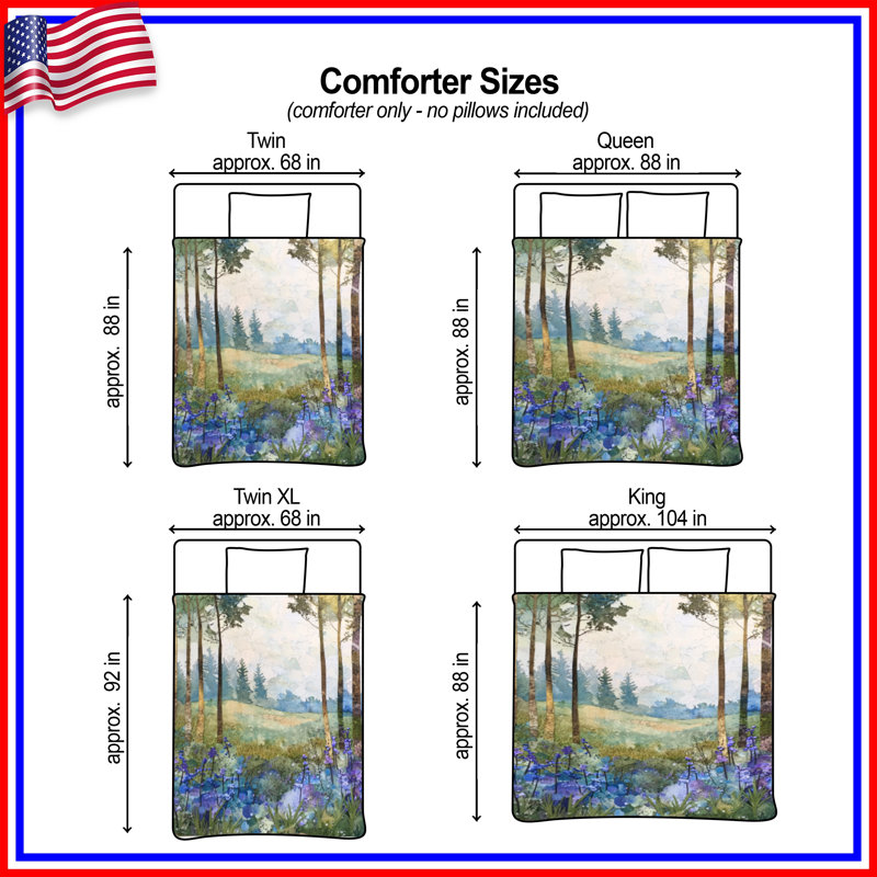 Forest Landscape With Wildflowers Comforter, King