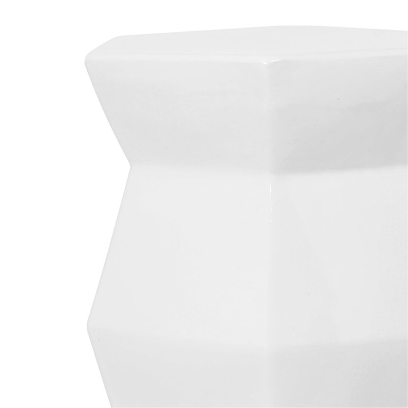 Table d'appoint 13 "x 16,57" en céramique - blanc moderne intérieur / extérieur pour la maison