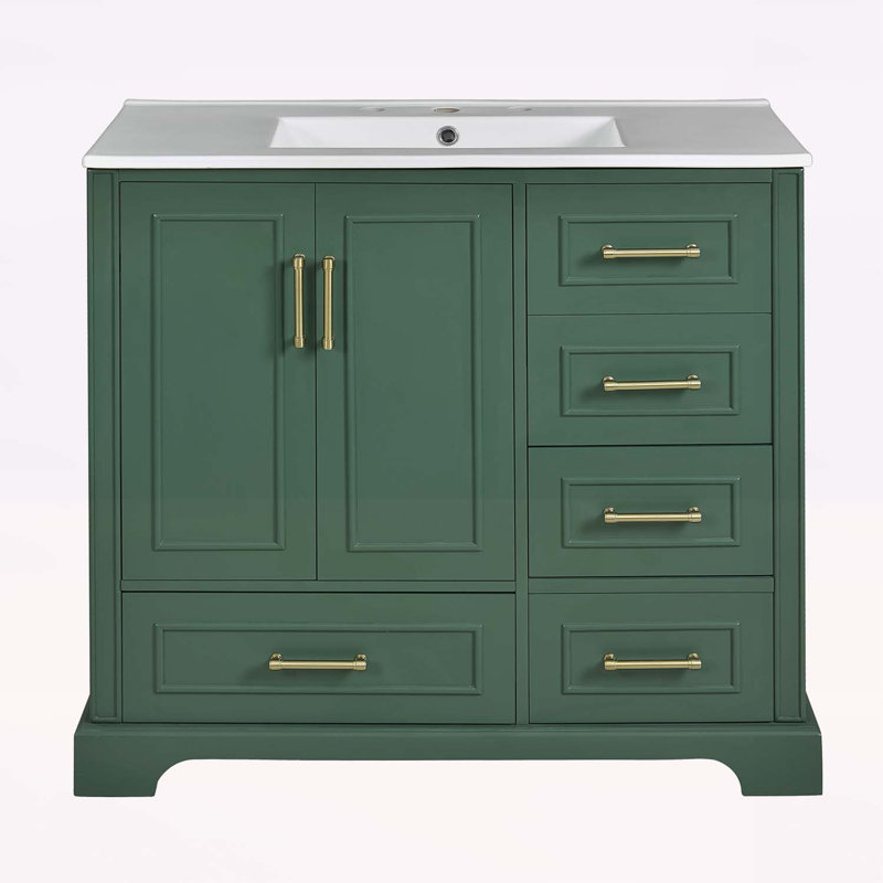 Charming Bathroom Vanity with Premium Features and Ample Storage, Green