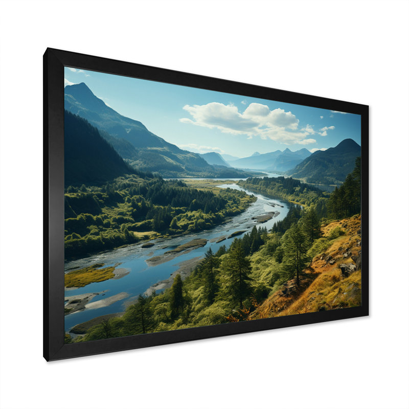 «USA Columbia River Gorge Landscape I», reproduction d'art sur toile, H 30 po x l 40 po x P 1,5 po, Cadre simple noir
