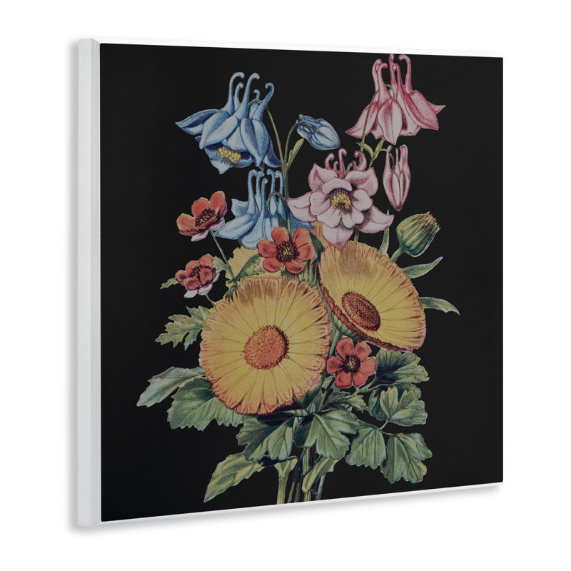 Étude de bouquet rétro sur plaque murale noire, design par Dan Meneely
