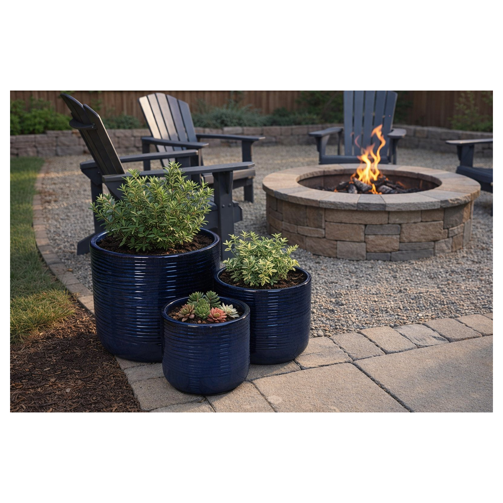 Mirza Cyl Plntr Set Of 3 A,B,C, Pearl Blue