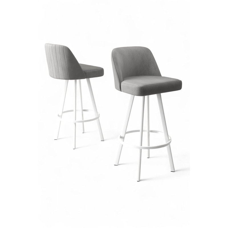 Ensemble de tabourets de bar modernes (6 pièces), gris et blanc, 17,3 po x 41,3 po x 16,5 po | Structure 100% métal, tissu Babyface, rotation à 360 ° | Hauteur du siège de 76 cm avec mousse confortable | Design scandinave élégant pour la maison et la cuisine