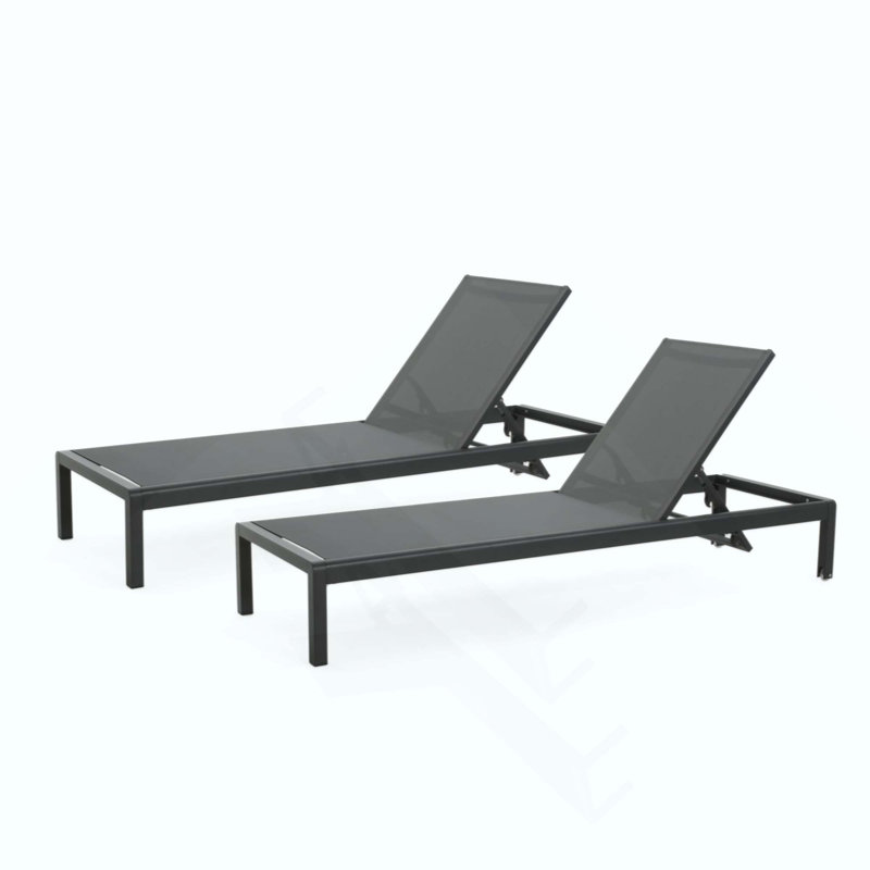 Set of 2 Outdoor Aluminum Chaise Lounge Chairs, 4-Position Adjustable All-Weather Patio Loungers with UV Resistance & 400lbs Weight Capacity for Pool, Beach, Yard & Deck