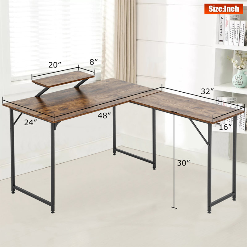 L-Shaped Metal Base Computer Desk