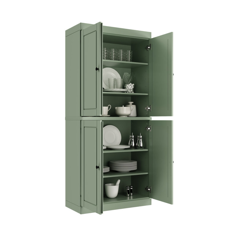 Bryani 100% Solid Wood Tall Kitchen Pantry Cabinet with Doors, Adjustable Shelves, Modular Kitchen Storage Cabinet, 32" W x 71.5" H
