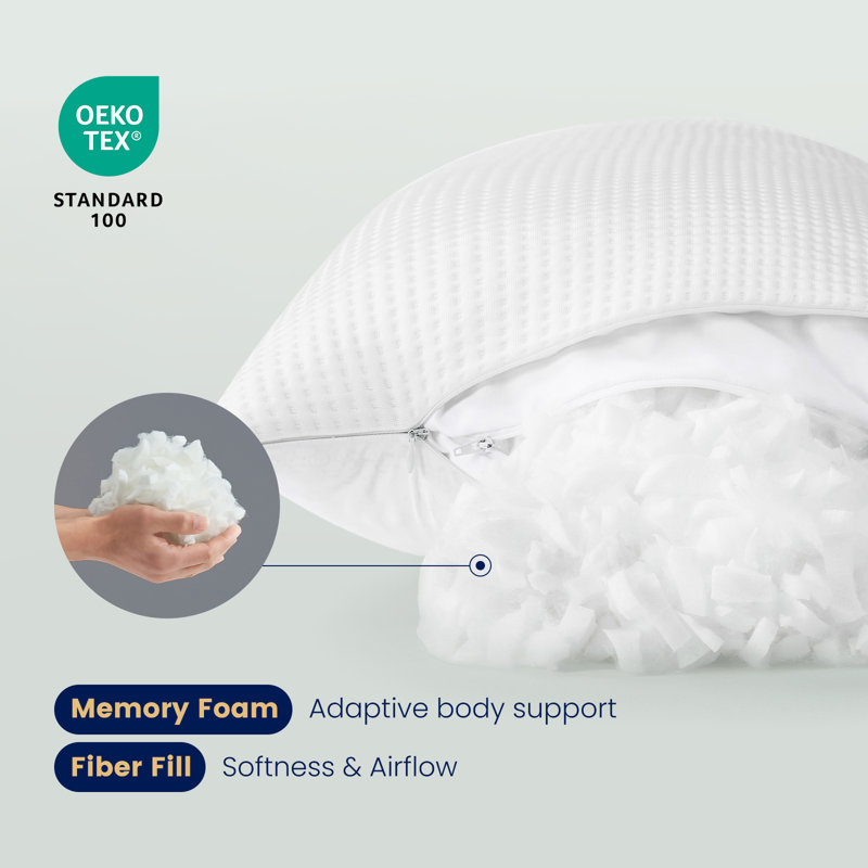 Oreiller rafraîchissant pour le corps pour adultes - Mousse à mémoire de forme réglable avec réglage de la température à double face et support ergonomique