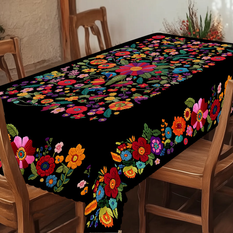 Housse de table rectangulaire à motif floral 140 x 180 cm printemps et été Ellis, L 70 po x l 55 po