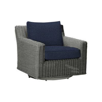 Rustic Swivel Patio Chair with Cushions