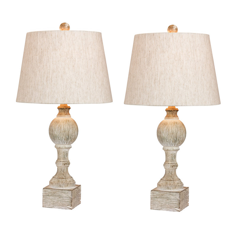 Roxann Resin Table Lamp, Beige, White