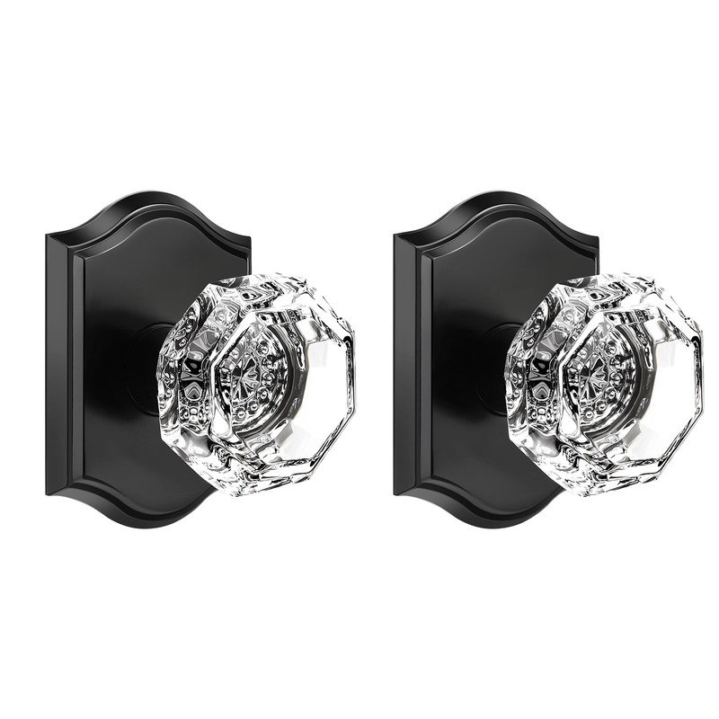 Faux bouton de porte simple Crystal, Noir mat