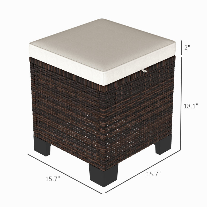 Ensemble de 2 repose-pieds d'extérieur beige, Beige,Brown