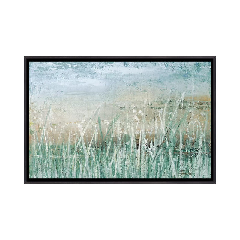 Reproduction d’art, "Grass Memories" par Patricia Pinto, H 40 po x l 60 po x P 1,5 po, Toile avec cadre noir patiné