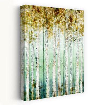 «Enlightened Moment I», paysage, forêt, nature, peinture, technique mixte, art contemporain