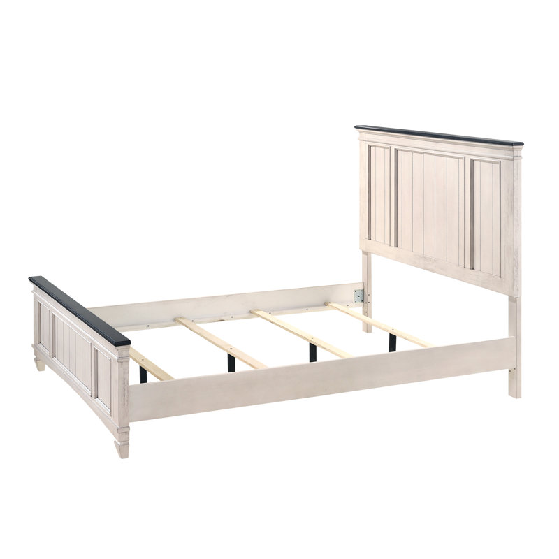 Mobilier de chambre à coucher en bois massif de 1 lit à panneau de style industriel avec finition brune et grand lit 1pc