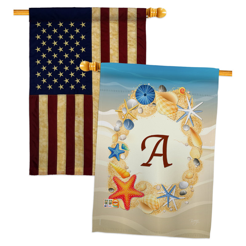 Polyester à 2 côtés 40 x 28 po summer u initial drapeau maison, A