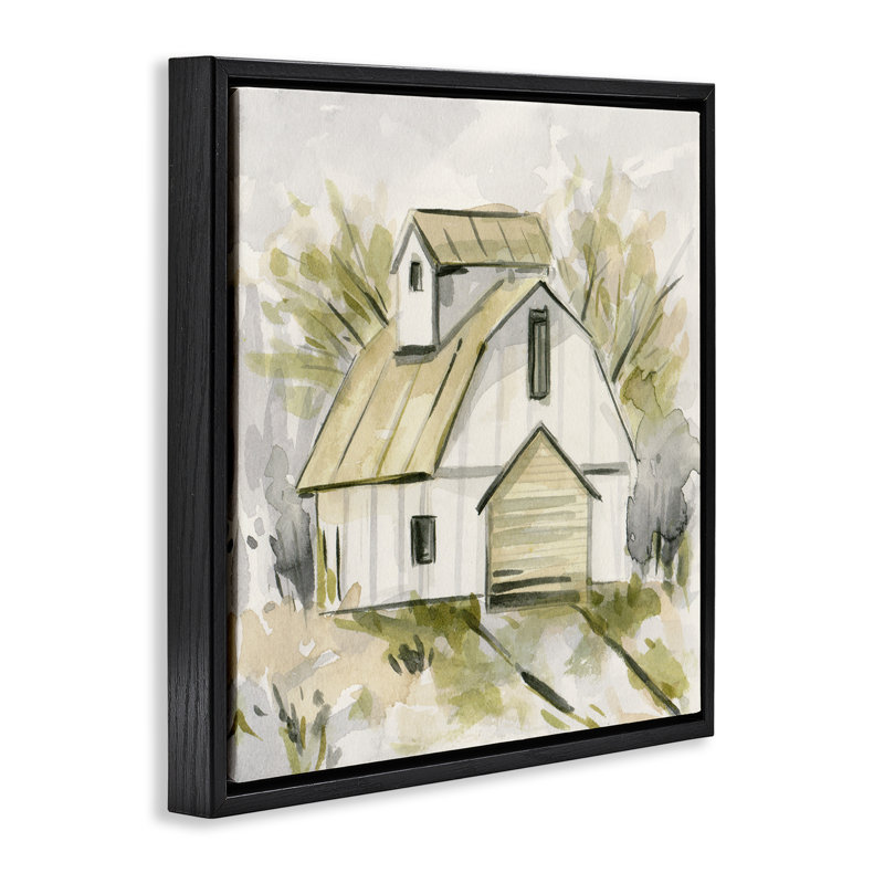 «Soft Neutral Barn Barn» par Melissa Wang, Cadre flottant noir de jais, H 18 po x l 18 po