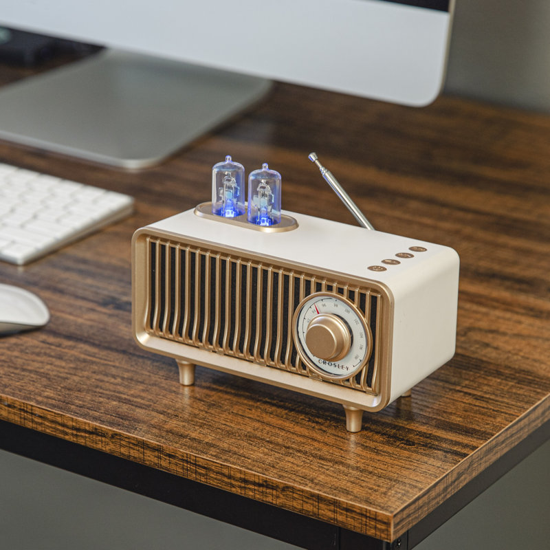 Milton White Sand Portable Vintage Radio with Bluetooth