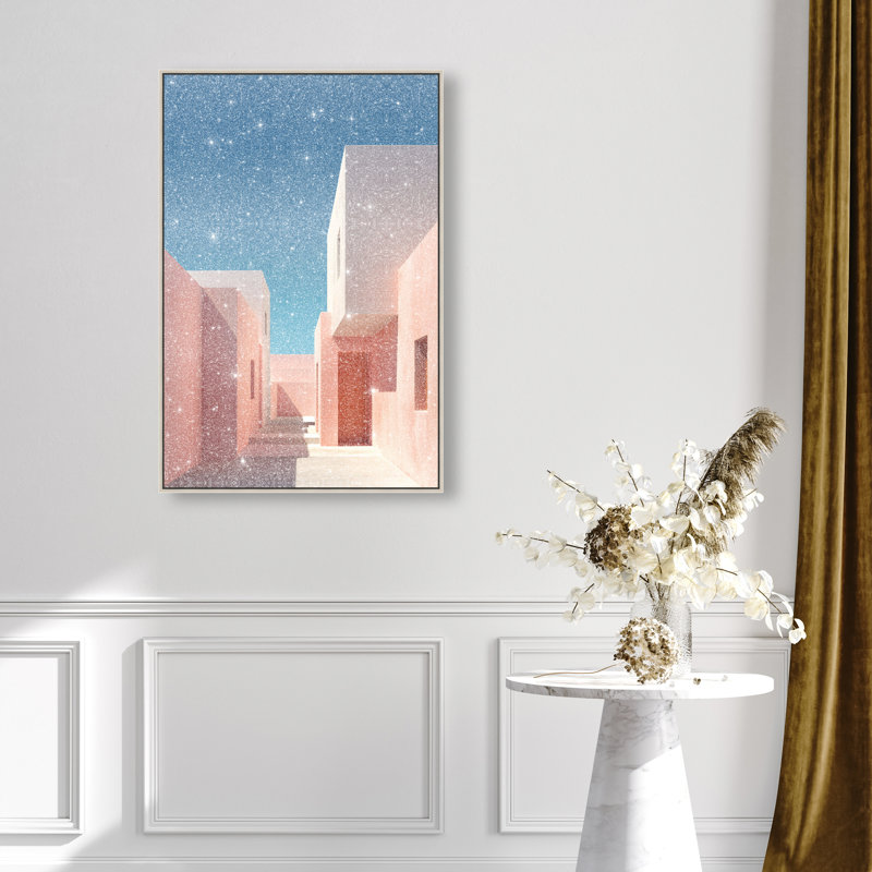 Structured Pink I Print by Oliver Gal, 37"H x 25"W, Silver Floater Frame
