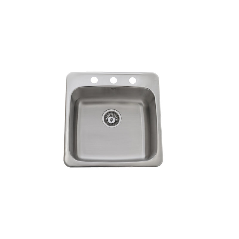 Évier en acier inoxydable encastré à cuve simple 20 po x 20 po ONEX®, 3 trous