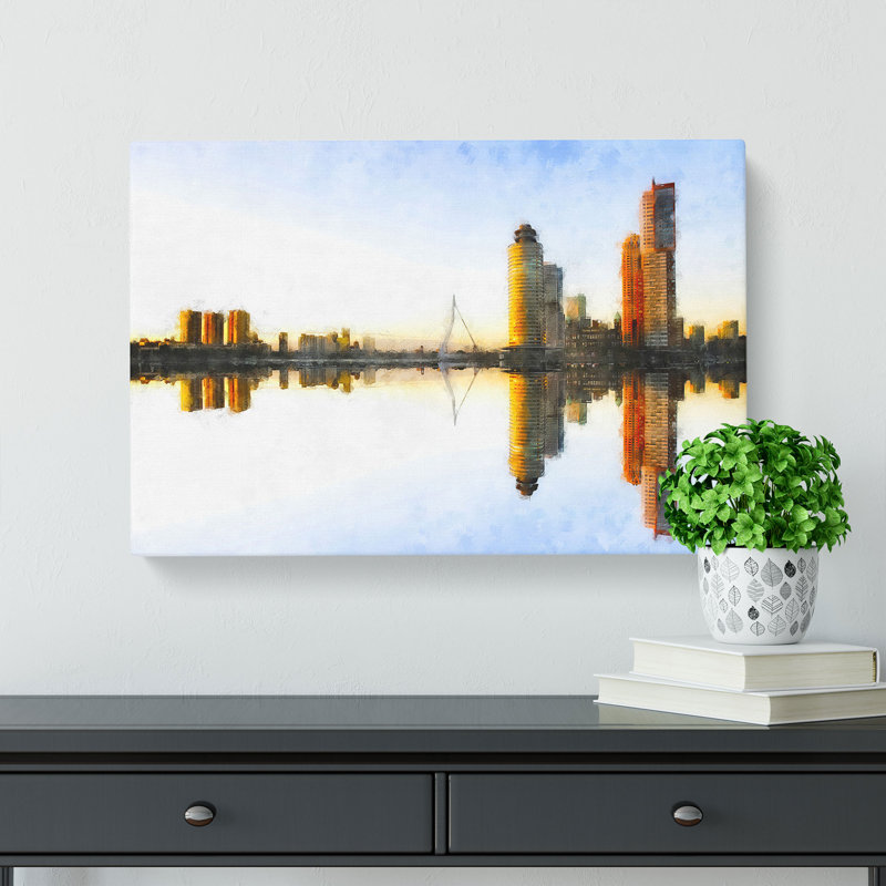 The Rotterdam Skyline Reflection - Wrapped Canvas, 60cm H x 91cm W x 3cm D