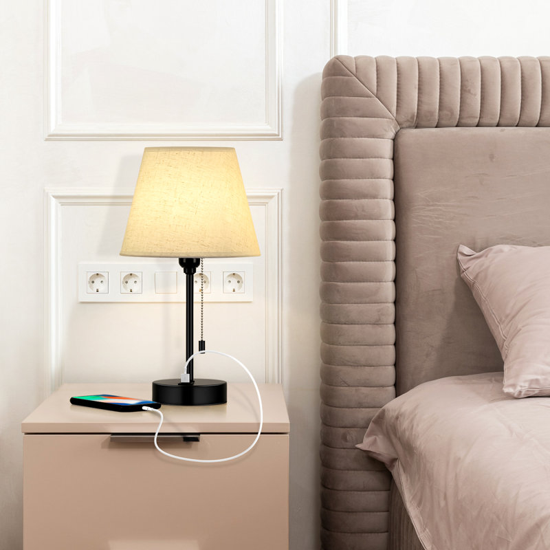 Modern LampBedside Table Lamp with USB Ports Set of 2