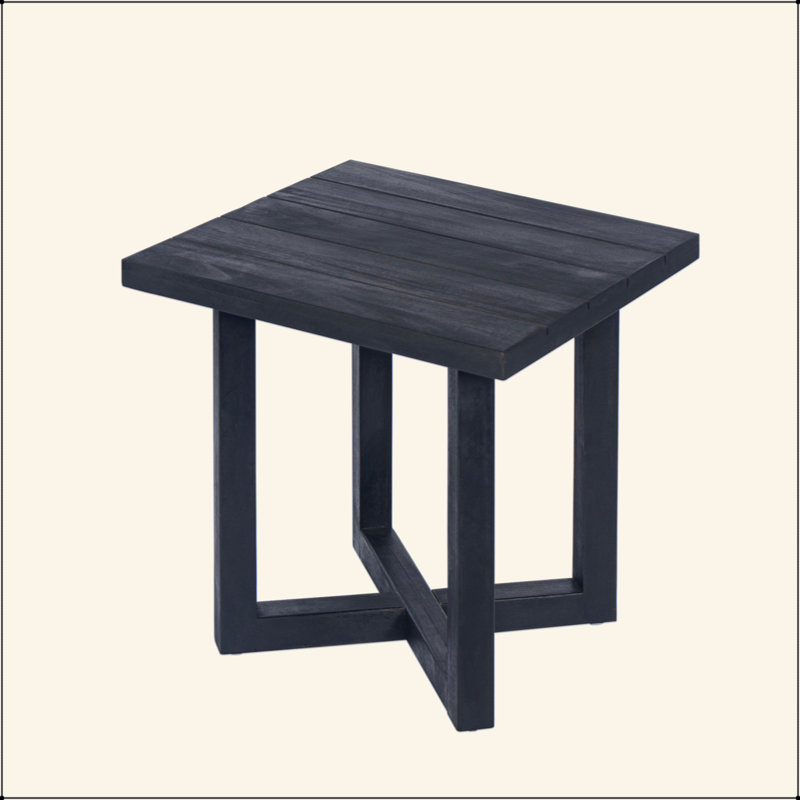 TABLE D'APPOINT CARRÉE, bois d'acacia durable avec panneau à lattes pour l'extérieur