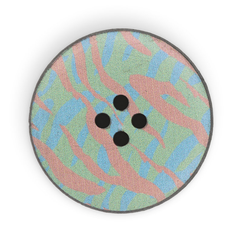 Dritz Recycled Leather Round Button, 30mm, Multicolor Print, 3 Buttons