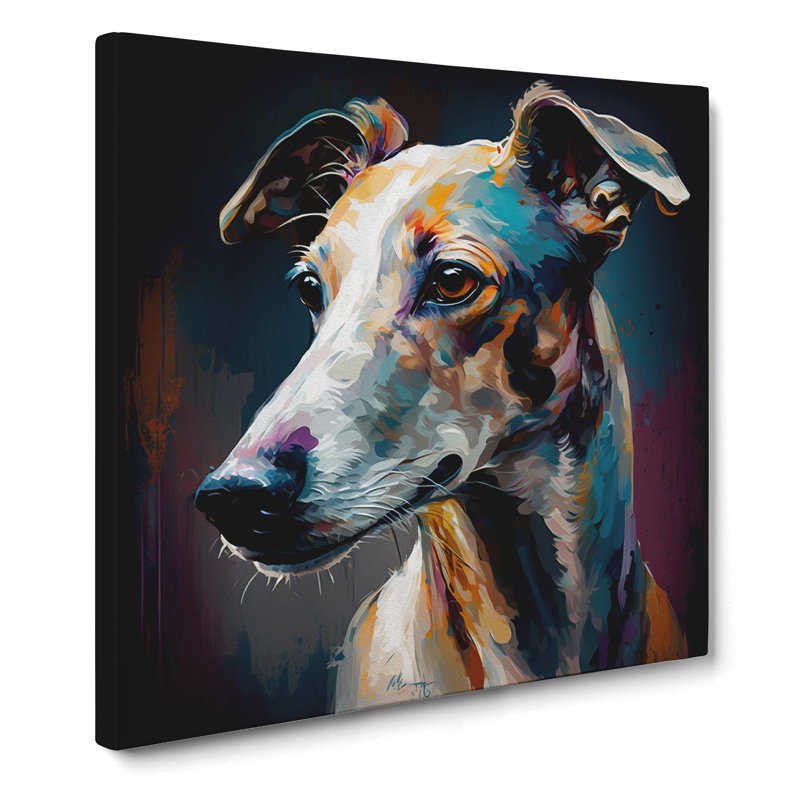 Whippet Palette Knife - Wrapped Canvas - Framed Print