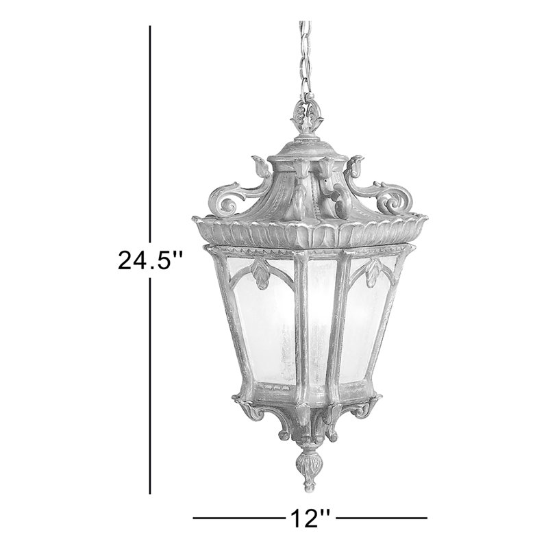 Suspension extérieure Guzzi Londonderry à 3 lumières avec verre clair bullé, Londonberry