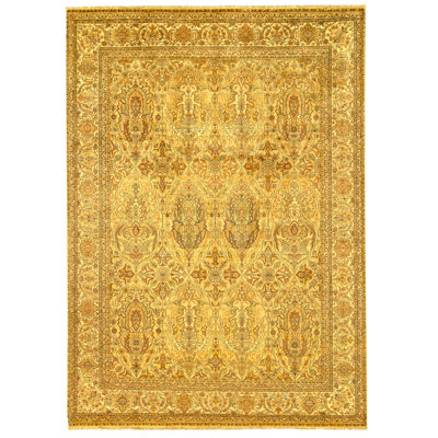 Tapis doré et crème de haute qualité noué à la main