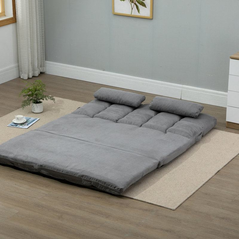 Fauteuil de lit ajustable - pliant en gris et réglable, 2 coussins, peu encombrant, gris robuste convertible avec repose-pieds, fonction de rangement, support en acier