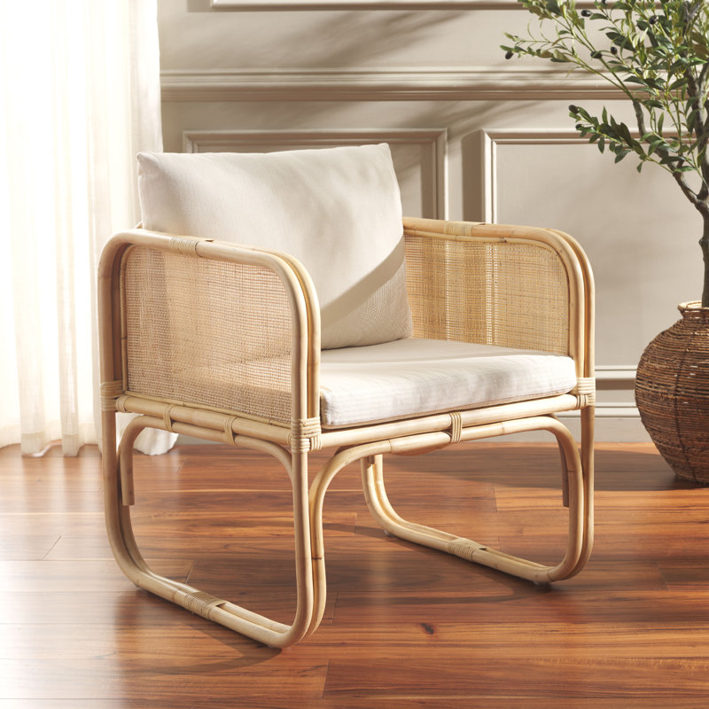 Chaise d'appoint avec coussin Breyanne, Naturel