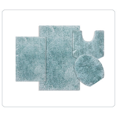 Elegance Bathroom Rugs Sets 4 Piece- Plush Bath Mat Set Quick-Dry Soft Microfiber Bathroom Mat with Rubber Backing, Absorbent Bathroom Rug Set, Washable Bath Rugs, Bath Mats, Turquoise