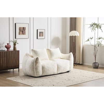 Pouf géant blanc pour adultes, ultra doux et confortable, intérieur avec rembourrage en mousse à mémoire de forme, aucun assemblage requis, confort durable. Modèle Chase Lounge surdimensionné.