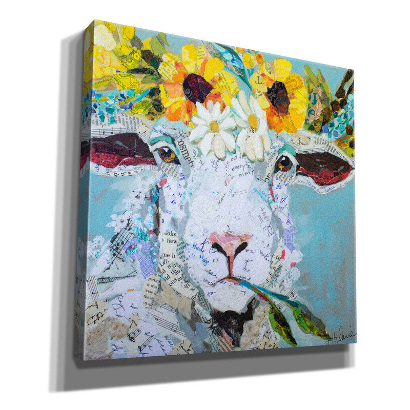 «Esaie Floral Sheep2» sur toile par St. Hilaire Elizabeth, reproduction, H 12 po x l 12 po x P 0,75 po