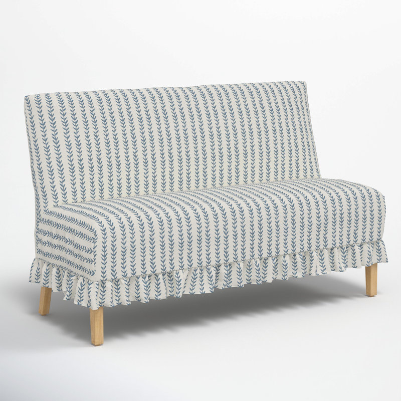 Banquette de salle à manger Maggie, Rayures à motif de vigne bleu cendré