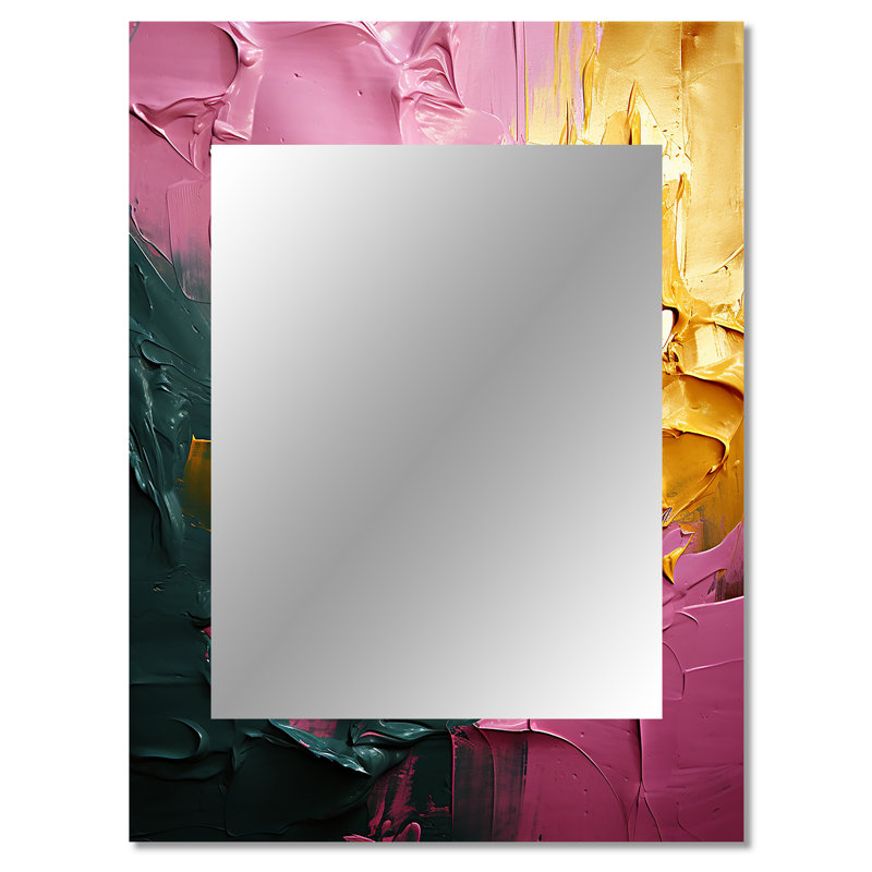 Rejoicing In Love Pink And Gold Abstract PaintingI - Abstract Painting Wall Mirror, Modern Decorative Mirror, Printed Metal Art