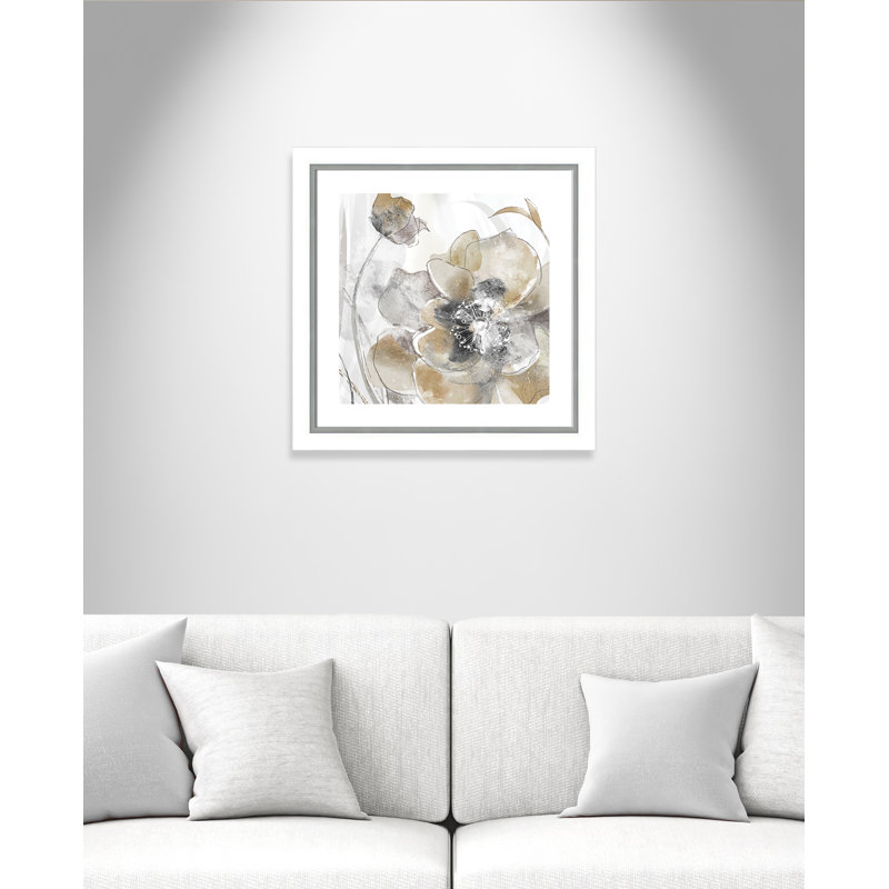 Modlin Taupe Spring Poppy I - reproduction de cadre photo, Blanc et argent, H 25,75 po x l 25,75 po x P 1,125 po