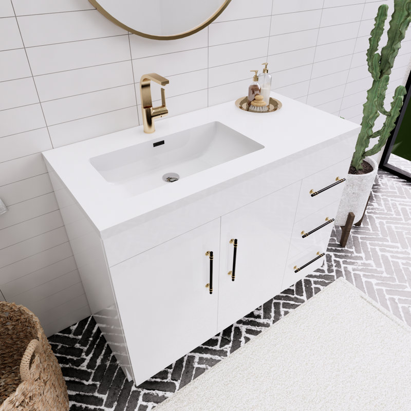 Ensemble de meuble-lavabo simple 42 po Spring, Blanc lustré
