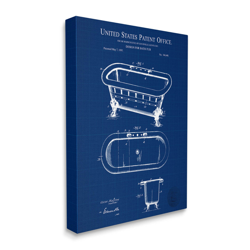 «Blue Bathaign Brevet Blueprint Canvas» par Karl Hronek, H 20 po x l 16 po x P 1,5 po