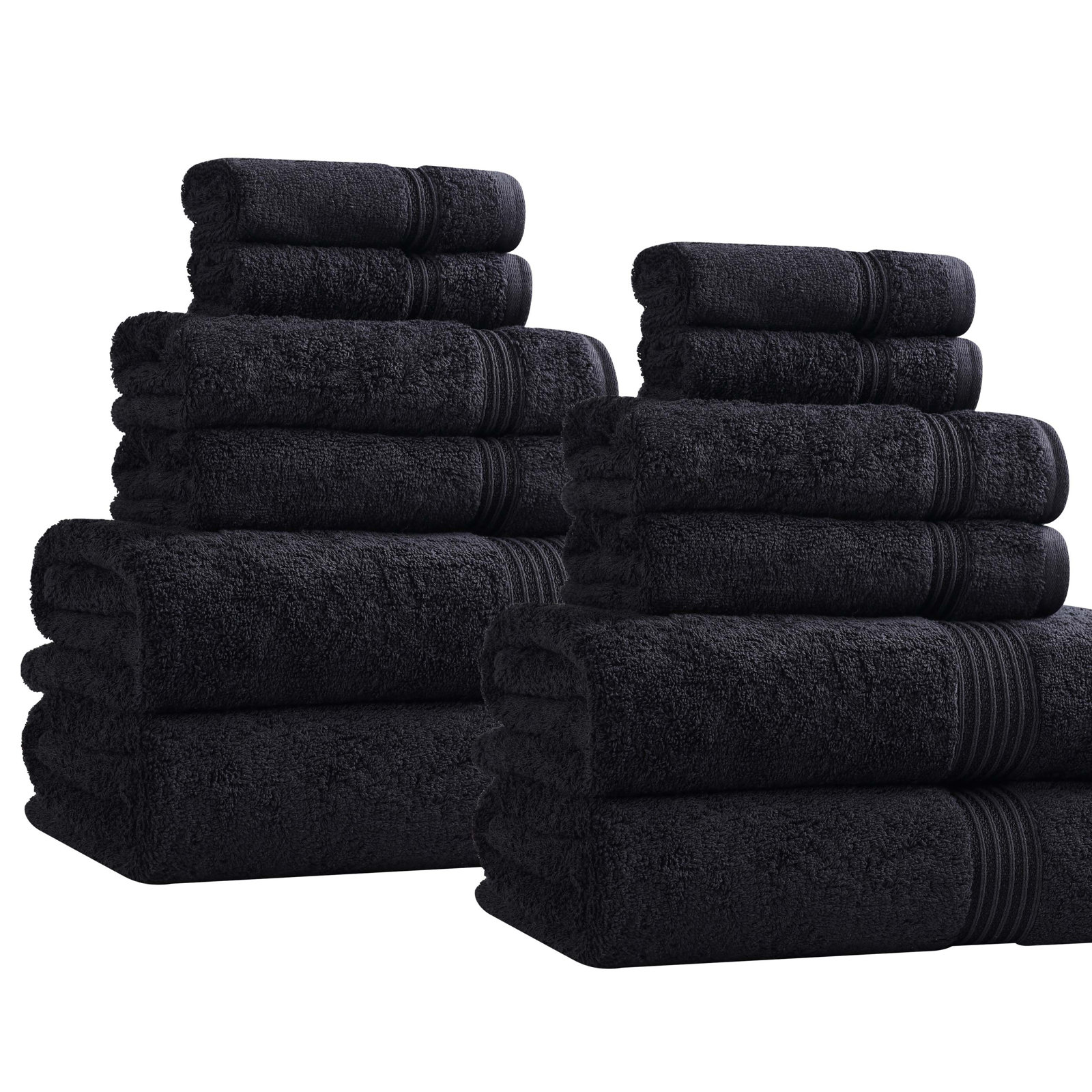 Guadlupe 12-Piece Egyptian Cotton Towel Set, Black