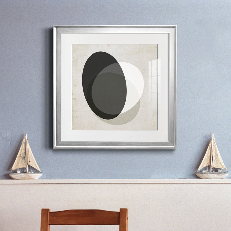 Chanson du printemps après-midi bleu - peinture encadrée, Encadrement argenté, H 17,5 po x l 17,5 po x P 1,5 po